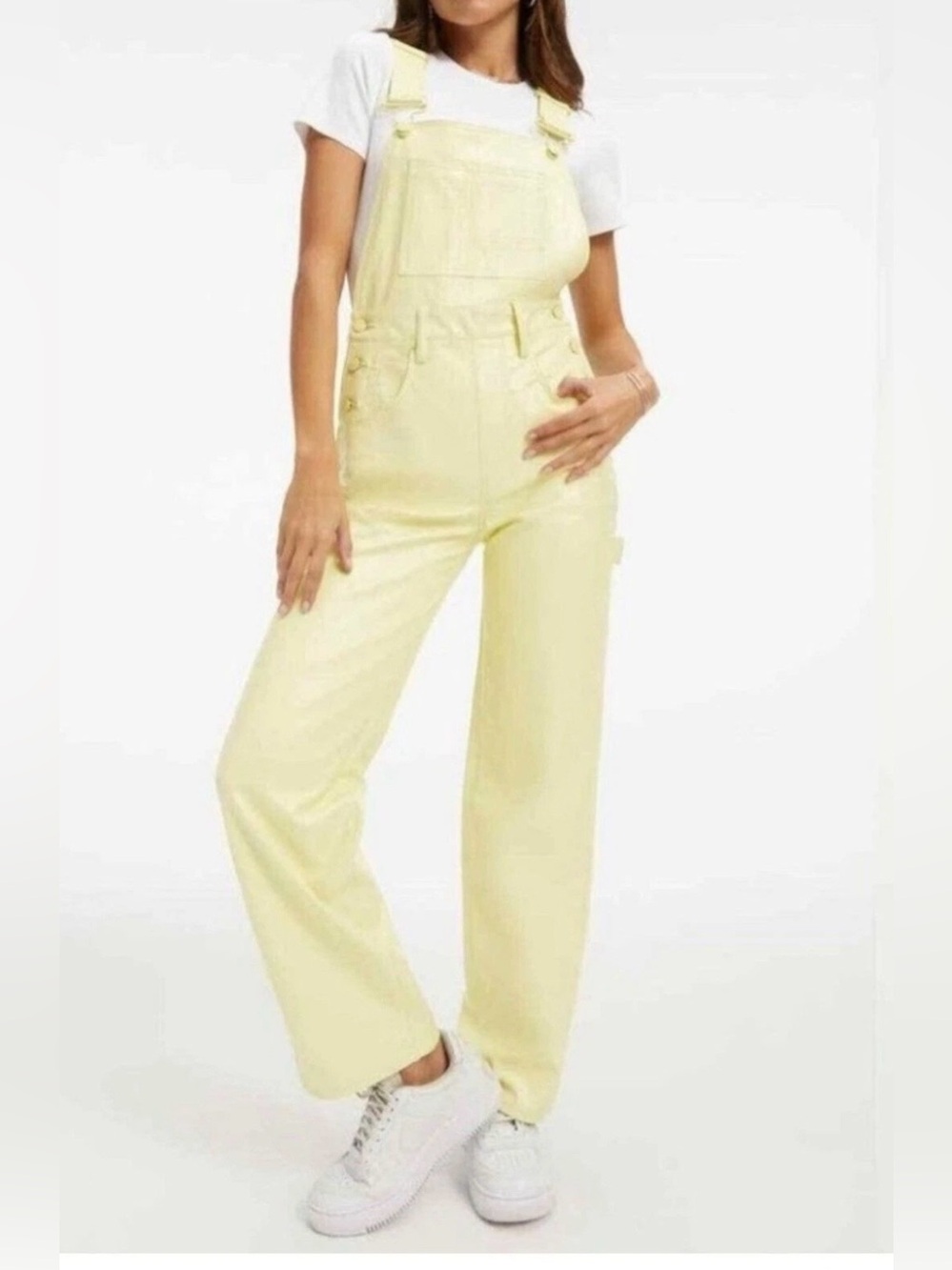Good American Better Than Leather Straight Leg Overalls Key Lime Size 2 / 26